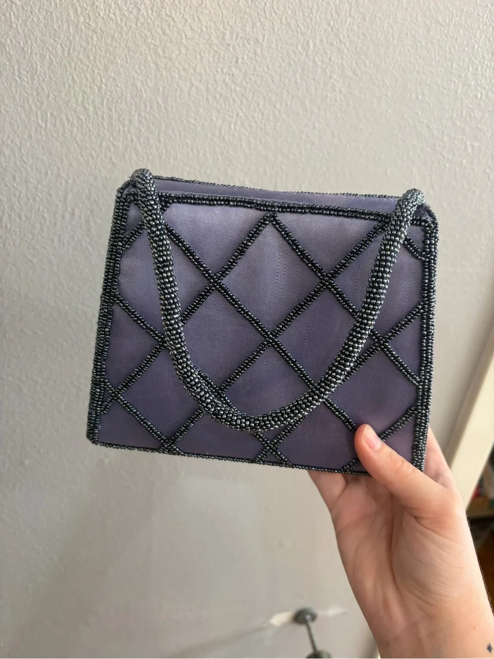 Bijoux Terner Lavender Beaded Quilted Evening Clutch